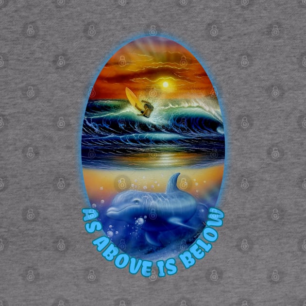 Surfing t-shirt designs dolphins by Coreoceanart